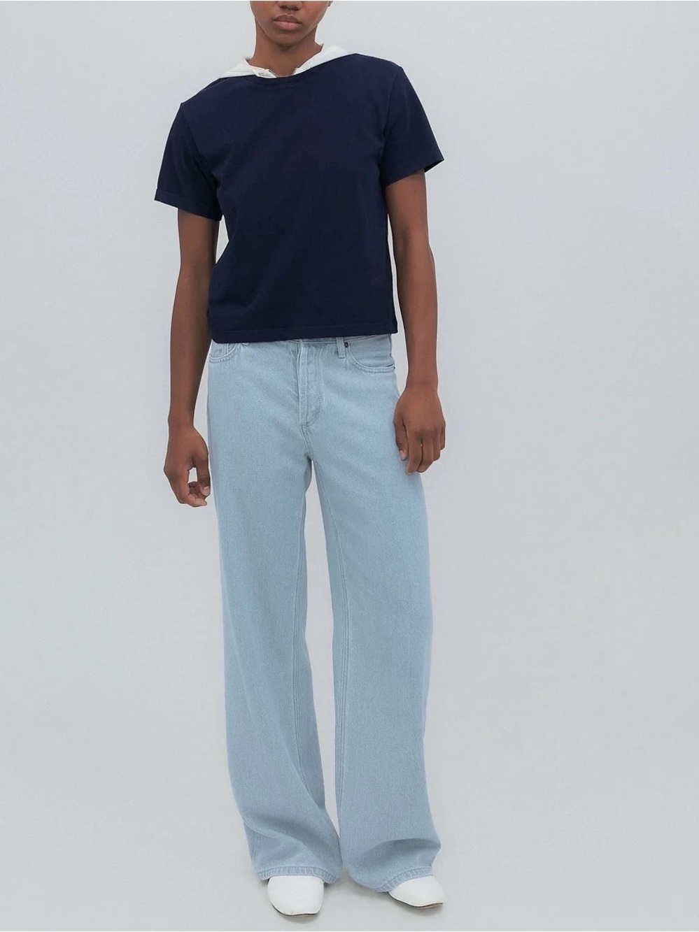 Still Here NYC Walker cotton light wash wide leg mid rise jeans 28